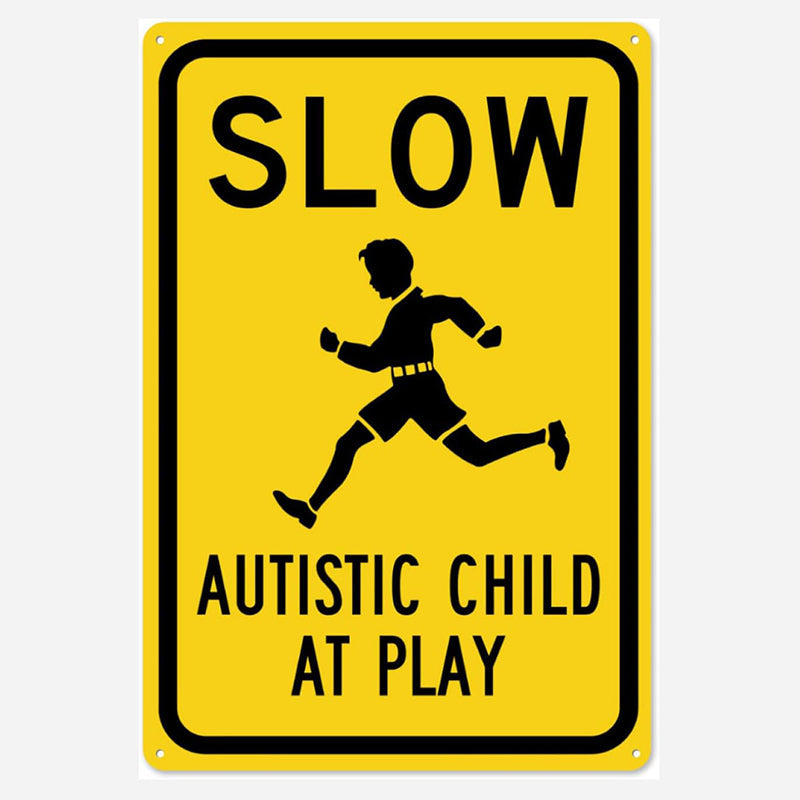 Slow Autistic Child At Play Warning Sign