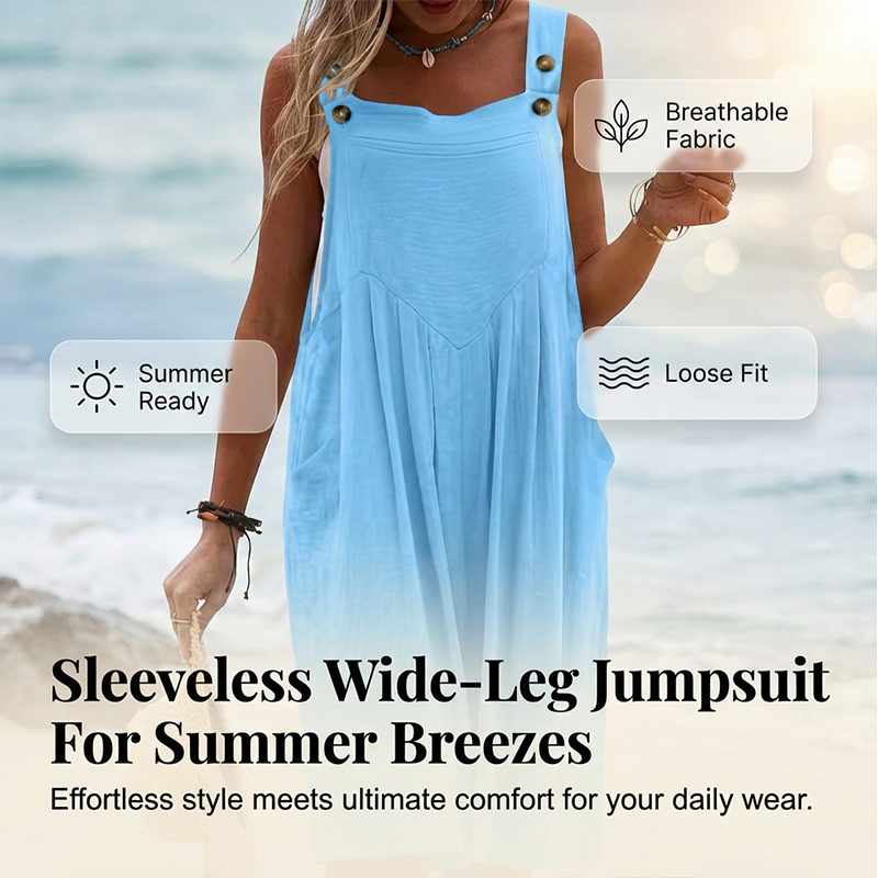 🌸Limited Time Special Price: £24.99 !! ✨Sleeveless Wide-Leg Jumpsuit For Summer Breezes
