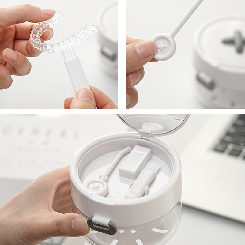 🔥Last Day Special Price $24.99!✨50K+ SOLD!🦷All-in-One Retainer Storage Case — Soaking Compartment, Built-in Mirror & Cleaning Tools