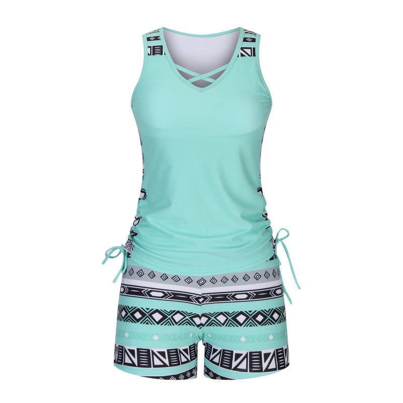 🔥50%  OffZweiteiliger Damen-Tankini mit elegantem Print