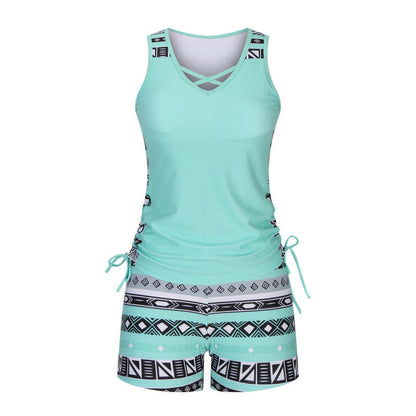 🔥50%  OffZweiteiliger Damen-Tankini mit elegantem Print