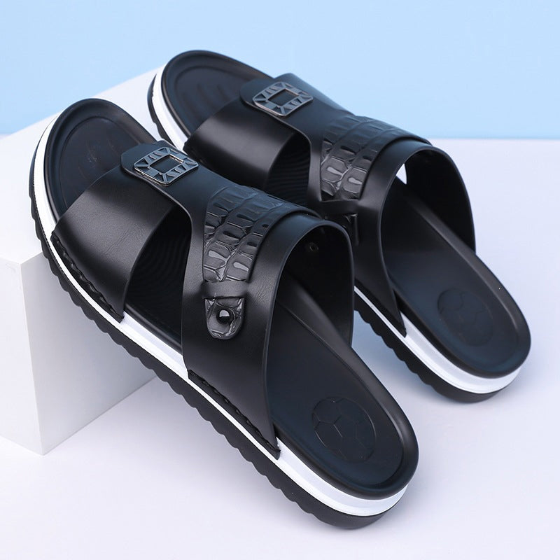 ☀️ 50% Off | Men's Faux Leather Slip-On Sandals – Premium Comfort & Free Shipping! ✈️🌞