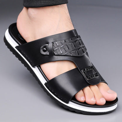 ☀️ 50% Off | Men's Faux Leather Slip-On Sandals – Premium Comfort & Free Shipping! ✈️🌞