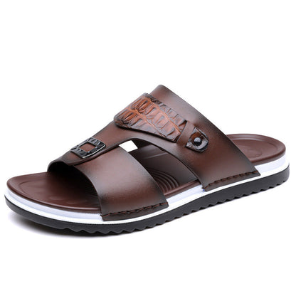 ☀️ 50% Off | Men's Faux Leather Slip-On Sandals – Premium Comfort & Free Shipping! ✈️🌞