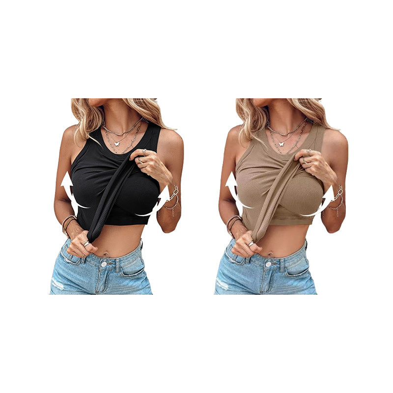 🌸50% OFF !! Soft Ribbed Vest Top with Shelf Bra – Cosy, Supportive & Perfect for Layering 💕