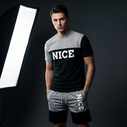 ☀️ 50% Off  Men's Color-Block Tee and Shorts Set – Summer Special