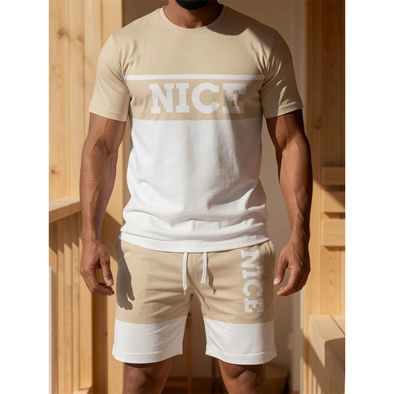 ☀️ 50% Off  Men's Color-Block Tee and Shorts Set – Summer Special