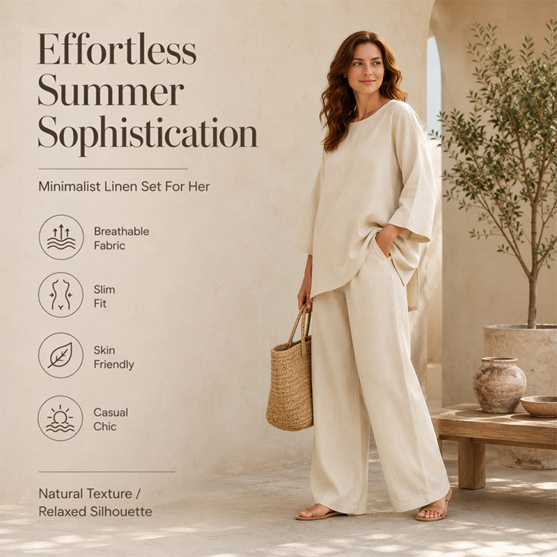 ✨ Women’s Linen-Blend 2-Piece Set – Effortless Autumn Style & Everyday Comfort