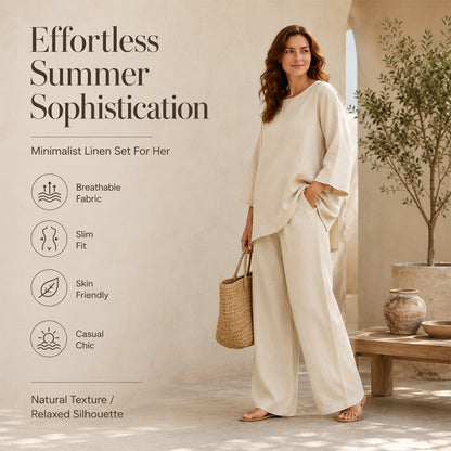 ✨ Women’s Linen-Blend 2-Piece Set – Effortless Autumn Style & Everyday Comfort
