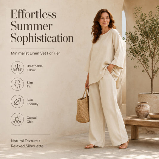 ✨ Women’s Linen-Blend 2-Piece Set – Effortless Autumn Style & Everyday Comfort