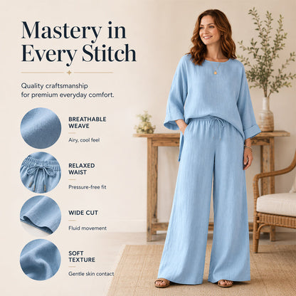 ✨ Women’s Linen-Blend 2-Piece Set – Effortless Autumn Style & Everyday Comfort