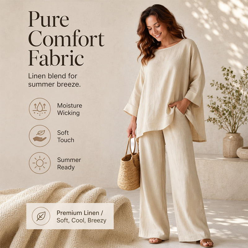 ✨ Women’s Linen-Blend 2-Piece Set – Effortless Autumn Style & Everyday Comfort