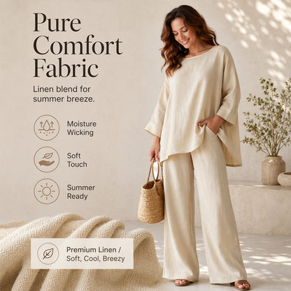 ✨ Women’s Linen-Blend 2-Piece Set – Effortless Autumn Style & Everyday Comfort
