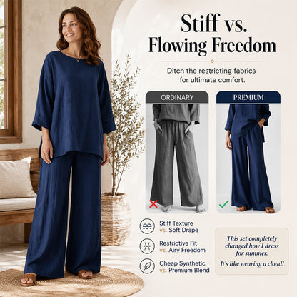 ✨ Women’s Linen-Blend 2-Piece Set – Effortless Autumn Style & Everyday Comfort