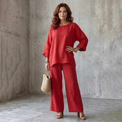 ✨ Women’s Linen-Blend 2-Piece Set – Effortless Autumn Style & Everyday Comfort