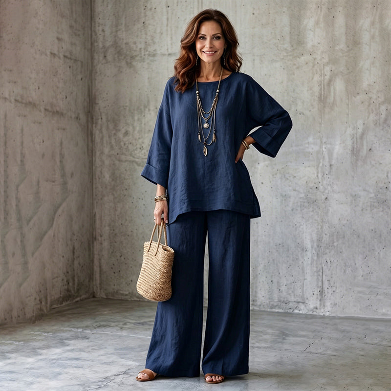 ✨ Women’s Linen-Blend 2-Piece Set – Effortless Autumn Style & Everyday Comfort