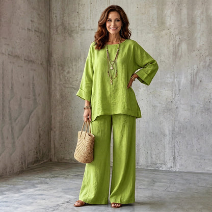 ✨ Women’s Linen-Blend 2-Piece Set – Effortless Autumn Style & Everyday Comfort