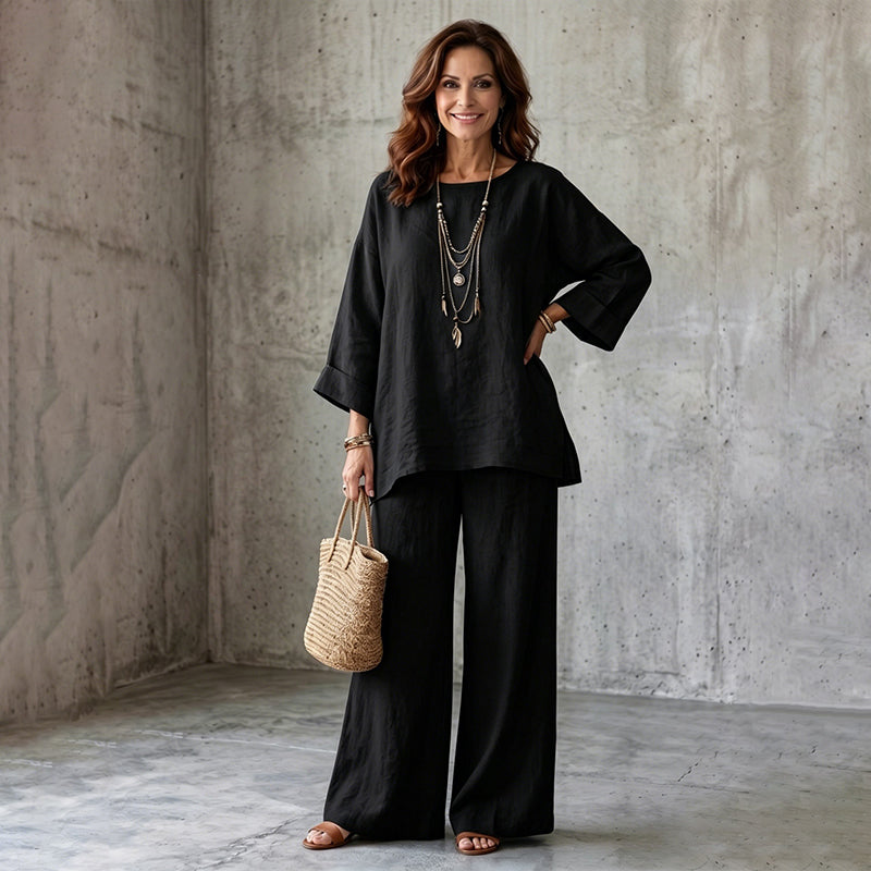 ✨ Women’s Linen-Blend 2-Piece Set – Effortless Autumn Style & Everyday Comfort