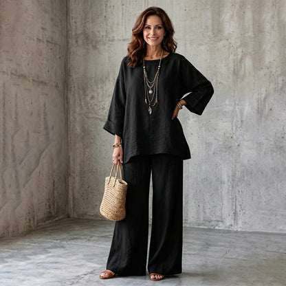 ✨ Women’s Linen-Blend 2-Piece Set – Effortless Autumn Style & Everyday Comfort