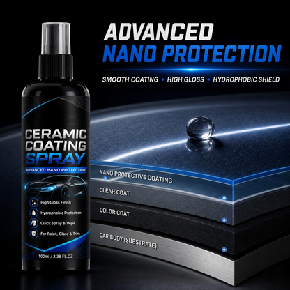 🥳2026 HOT SALE🥳💞50K+ SOLD! 🚗✨ 50% OFF! Nano Ceramic Coating Spray – Hydrophobic barrier repels rain & mud, restores deep mirror-like gloss. Paint, glass & wheels – one spray, showroom shine! 🛡️💎
