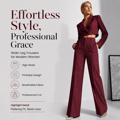 🍂 Fall Essential | Women's High-Waisted Striped Wide-Leg Pants