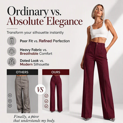 🍂 Fall Essential | Women's High-Waisted Striped Wide-Leg Pants