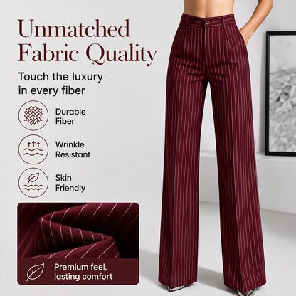 🍂 Fall Essential | Women's High-Waisted Striped Wide-Leg Pants