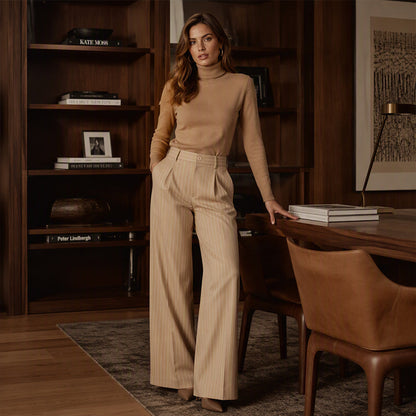 🍂 Fall Essential | Women's High-Waisted Striped Wide-Leg Pants