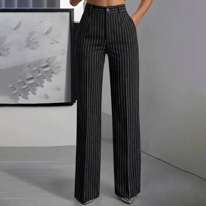 🍂 Fall Essential | Women's High-Waisted Striped Wide-Leg Pants