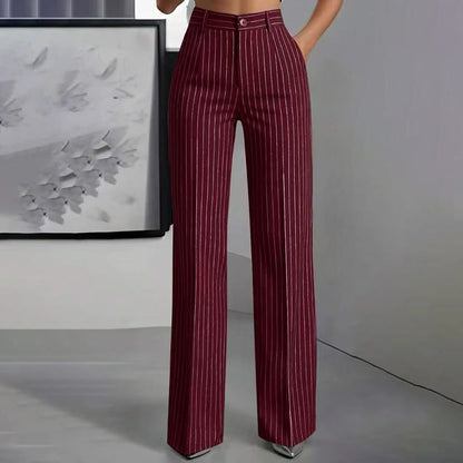 🍂 Fall Essential | Women's High-Waisted Striped Wide-Leg Pants