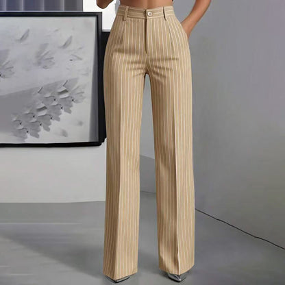 🍂 Fall Essential | Women's High-Waisted Striped Wide-Leg Pants