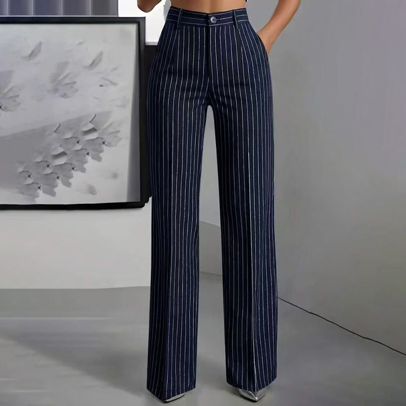 🍂 Fall Essential | Women's High-Waisted Striped Wide-Leg Pants
