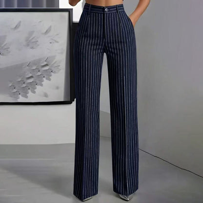 🍂 Fall Essential | Women's High-Waisted Striped Wide-Leg Pants