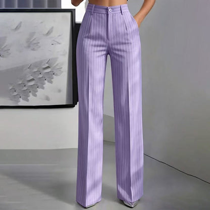 🍂 Fall Essential | Women's High-Waisted Striped Wide-Leg Pants