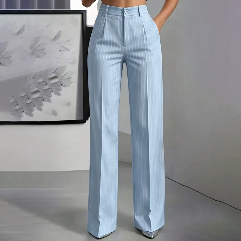 🍂 Fall Essential | Women's High-Waisted Striped Wide-Leg Pants