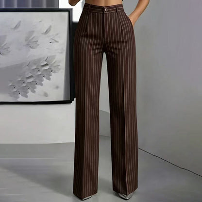 🍂 Fall Essential | Women's High-Waisted Striped Wide-Leg Pants