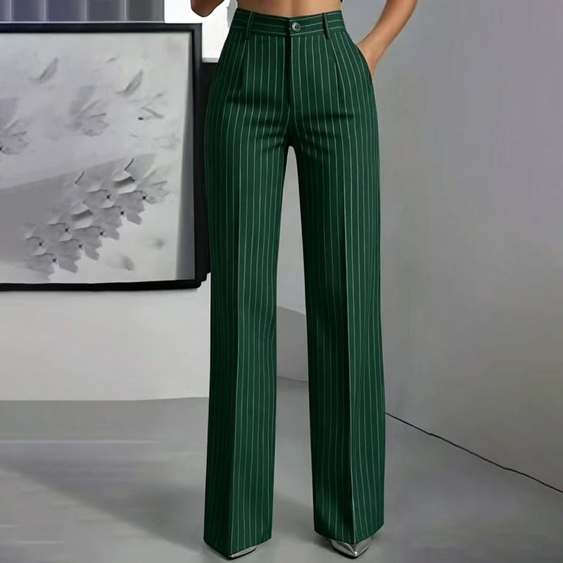 🍂 Fall Essential | Women's High-Waisted Striped Wide-Leg Pants