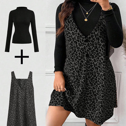 💃Layered Look Leopard Cami Dress & Top Set