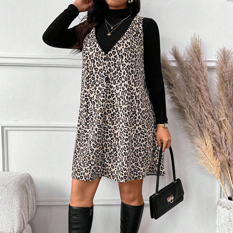 💃Layered Look Leopard Cami Dress & Top Set
