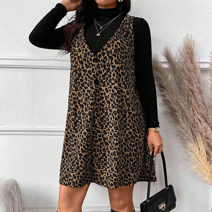 💃Layered Look Leopard Cami Dress & Top Set