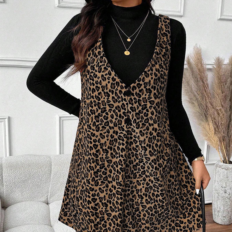 💃Layered Look Leopard Cami Dress & Top Set