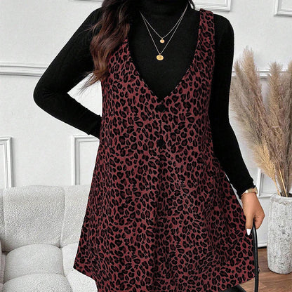 💃Layered Look Leopard Cami Dress & Top Set