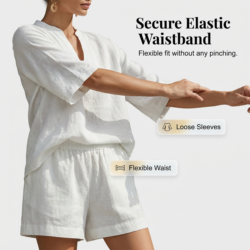 ✨ Effortless Everyday Style | Women's V-Neck Top & Wide-Leg Shorts Set