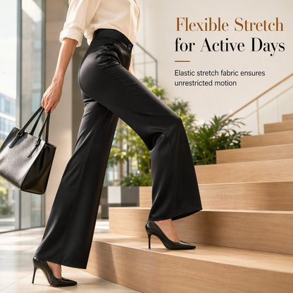 🖤Black Friday Sale:50% OFF🖤 Asymmetrical Waist, Elegant Drape✨Women's Satin Wide-Leg Pants