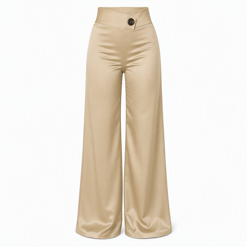 🖤Black Friday Sale:50% OFF🖤 Asymmetrical Waist, Elegant Drape✨Women's Satin Wide-Leg Pants