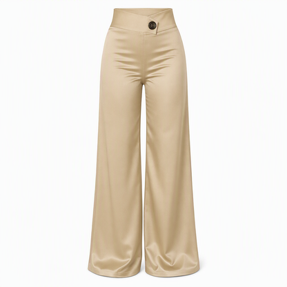 🖤Black Friday Sale:50% OFF🖤 Asymmetrical Waist, Elegant Drape✨Women's Satin Wide-Leg Pants
