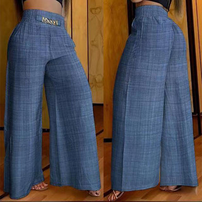 Women's High-Waist Wide-Leg Trousers with Belt Accent