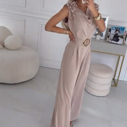 Women's Floral-Embellished Sleeveless Jumpsuit